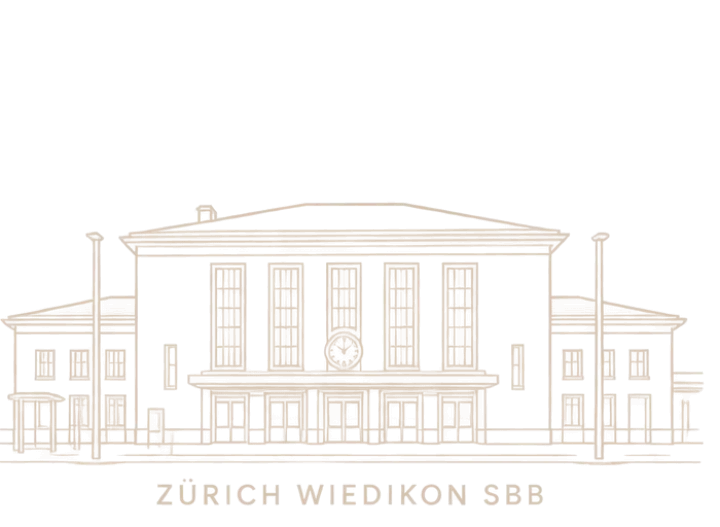 Zeichnung: der Bahnhof Zürich Wiedikon